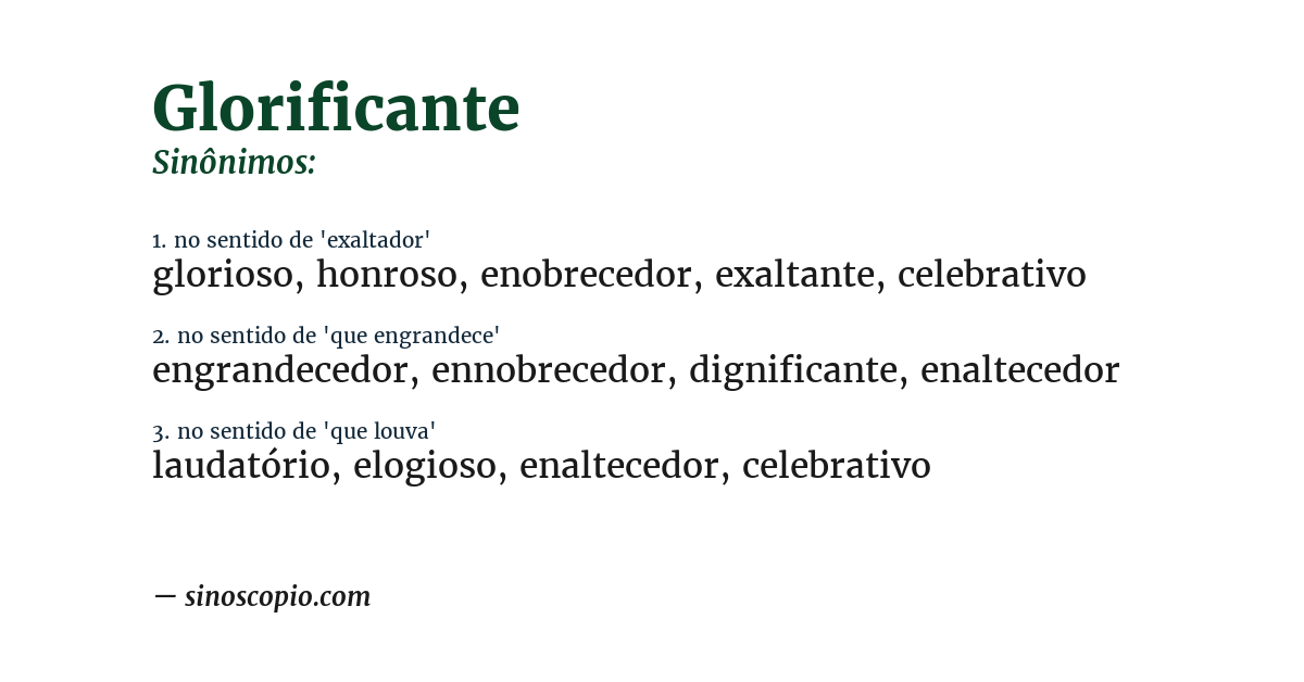 Sinônimo de glorificante