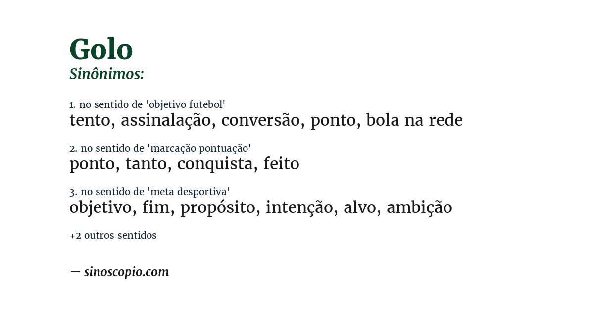 Sinônimo de golo