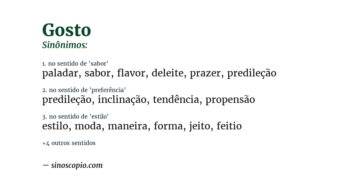 Sinônimo de gosto