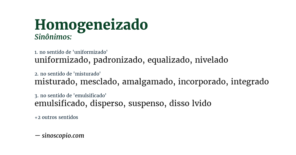 Sinônimo de homogeneizado