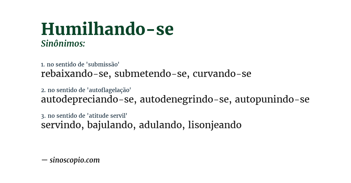 Sinônimo de humilhando-se