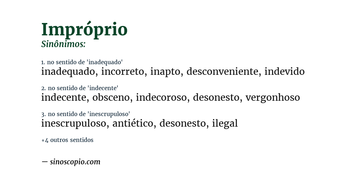 Sinônimo de impróprio