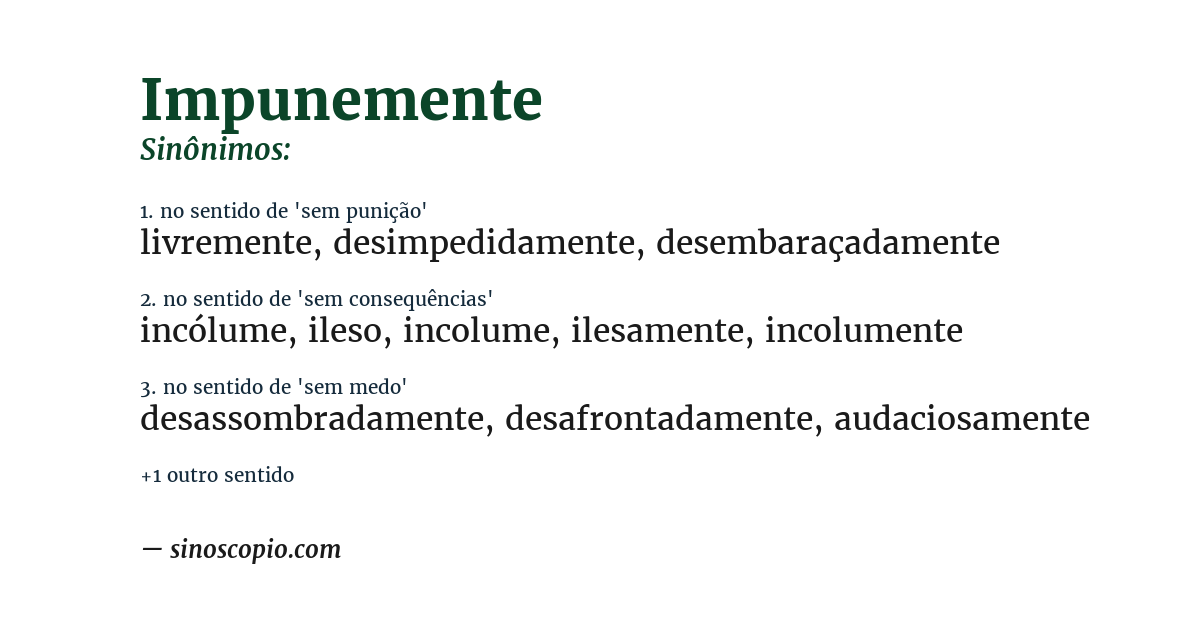 Sinônimo de impunemente