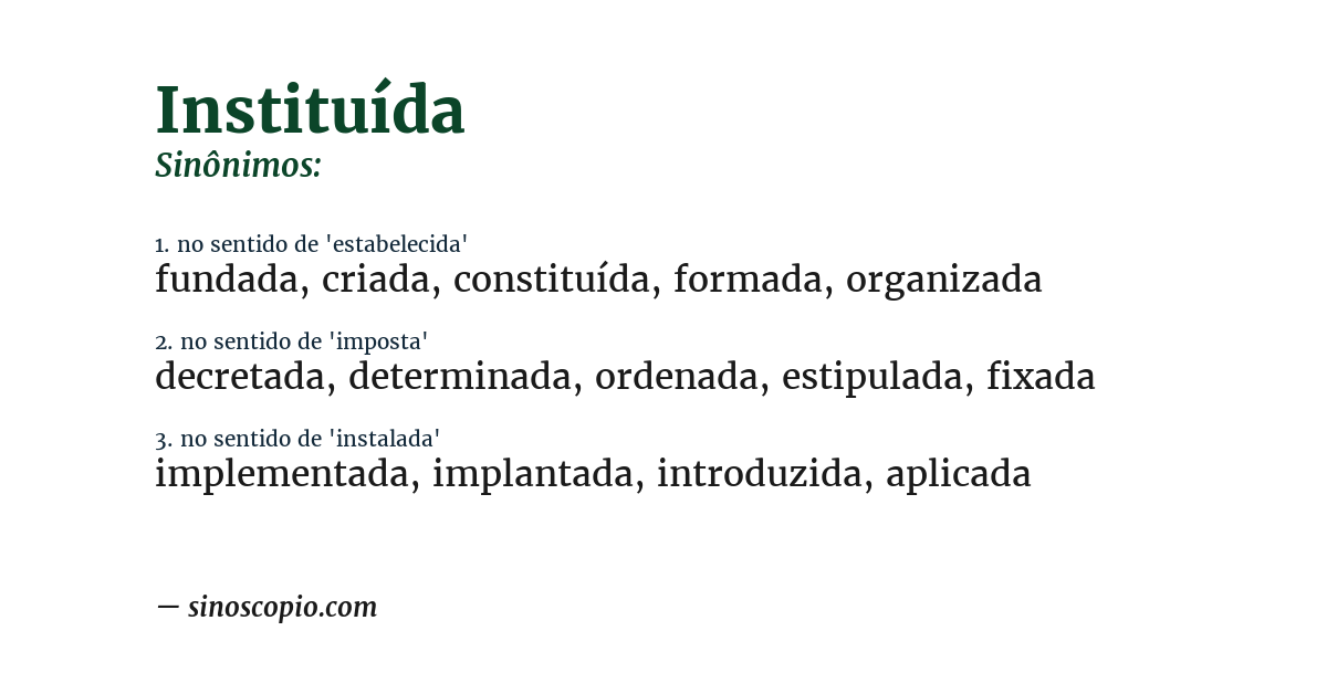 Sinônimo de instituída