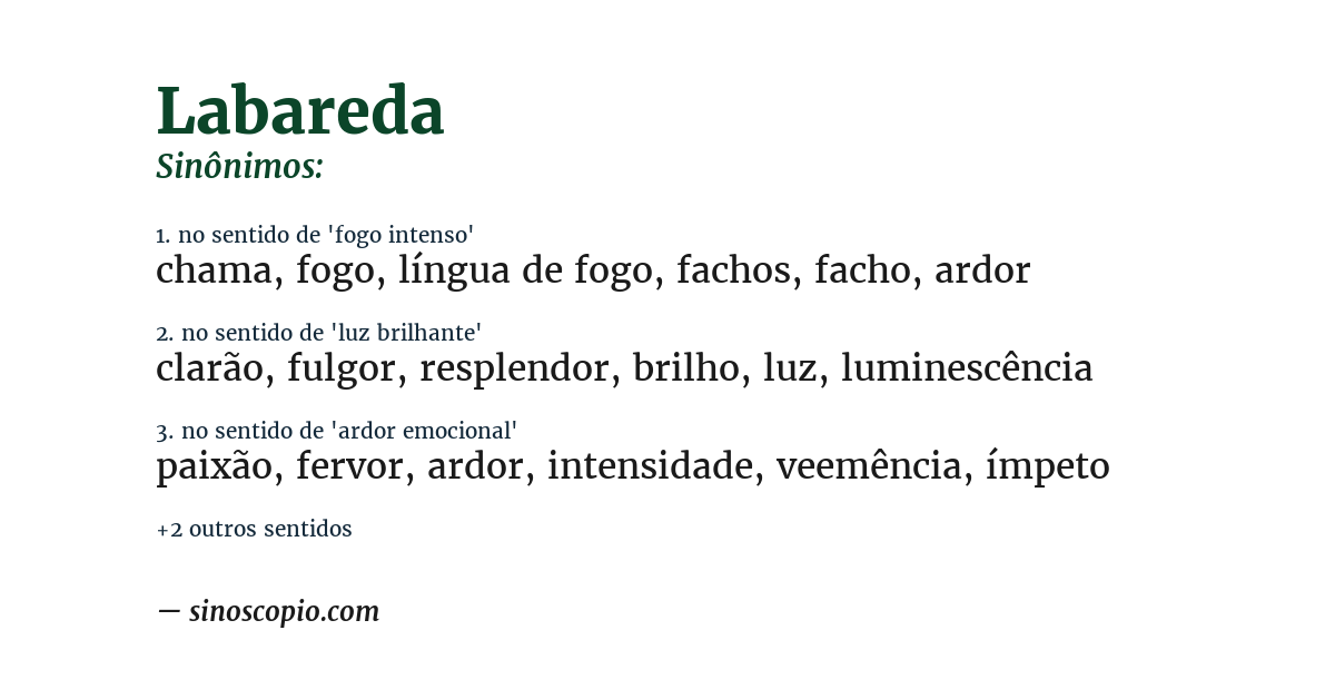 Sinônimo de labareda