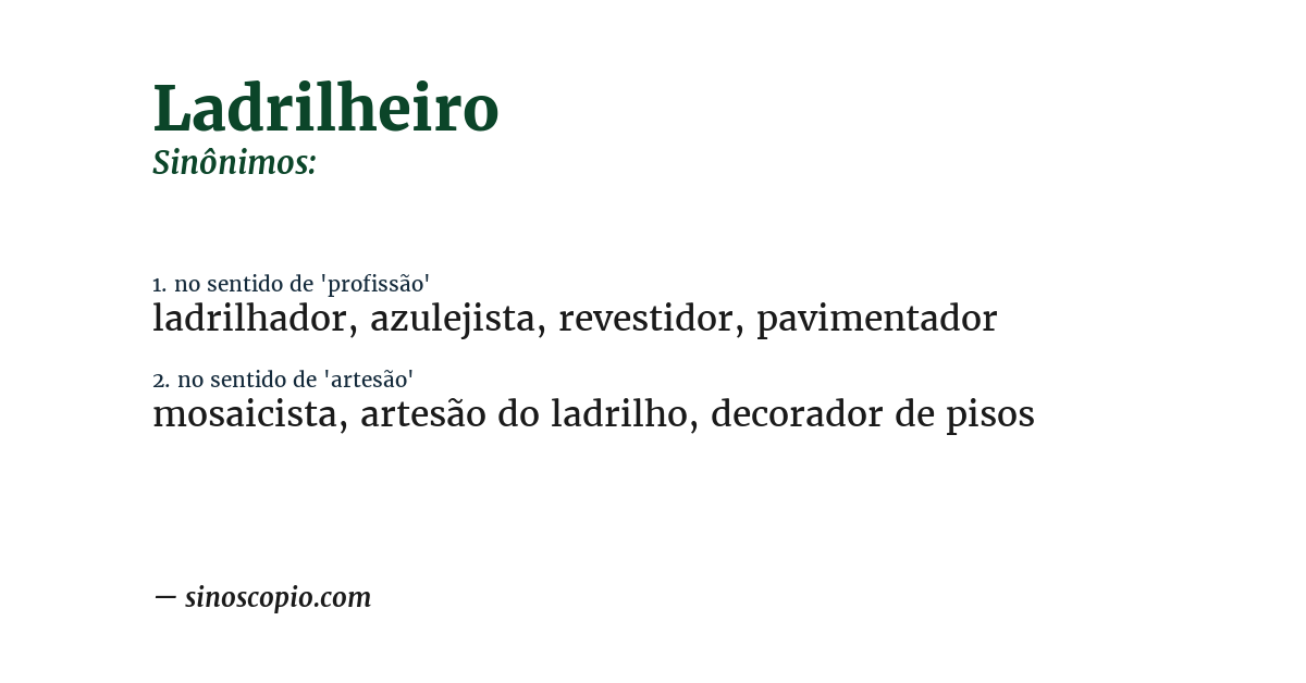 Sinônimo de ladrilheiro