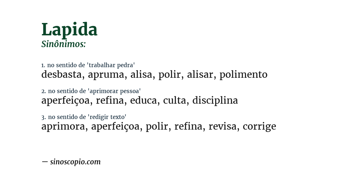 Sinônimo de lapida