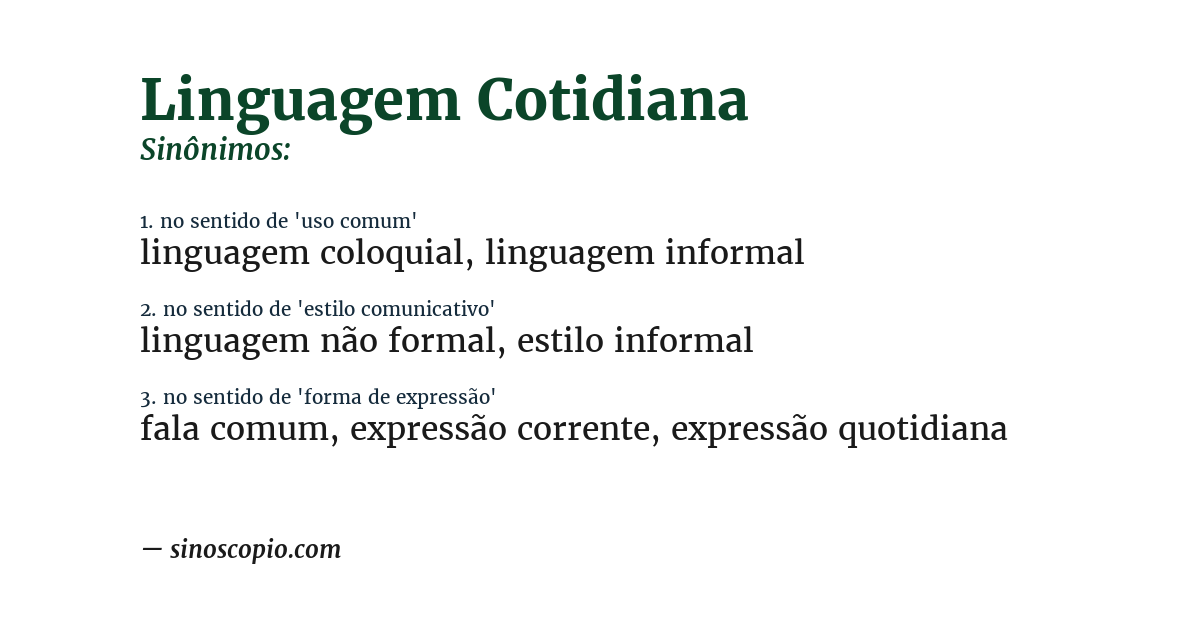 Sinônimo de linguagem cotidiana