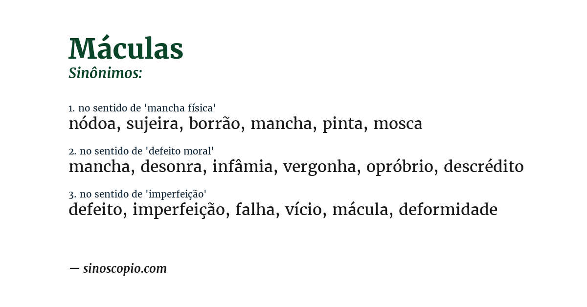 Sinônimo de máculas