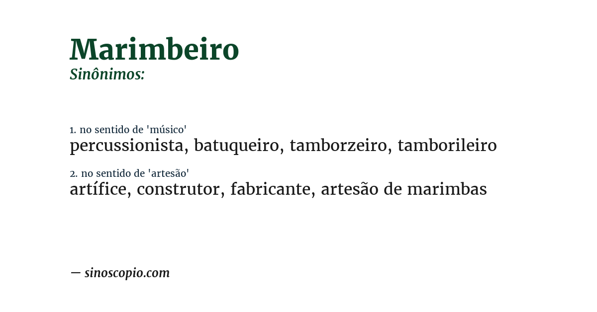 Sinônimo de marimbeiro