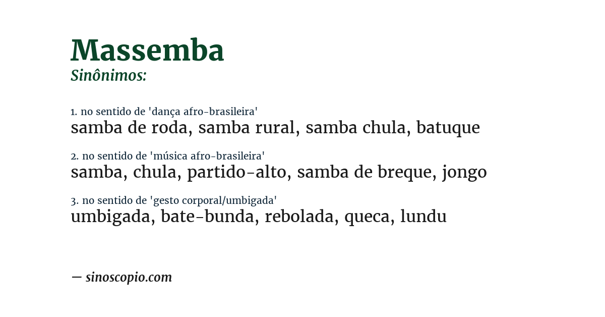 Sinônimo de massemba