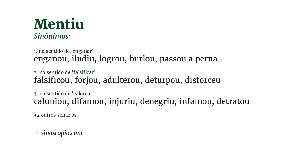 Sinônimo de mentiu