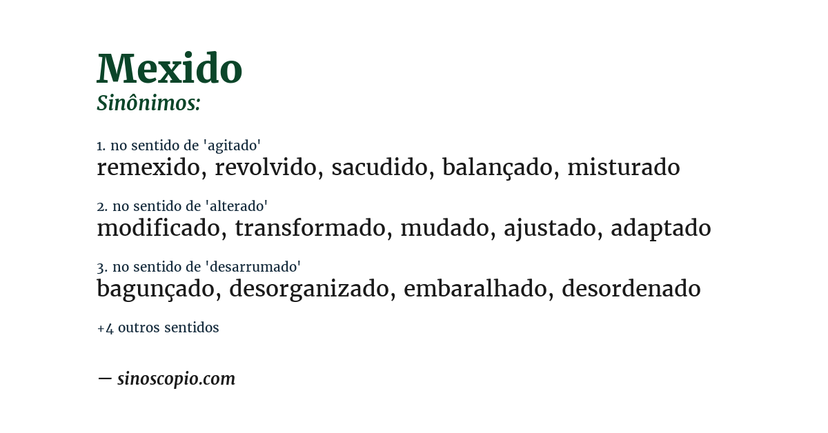 Sinônimo de mexido