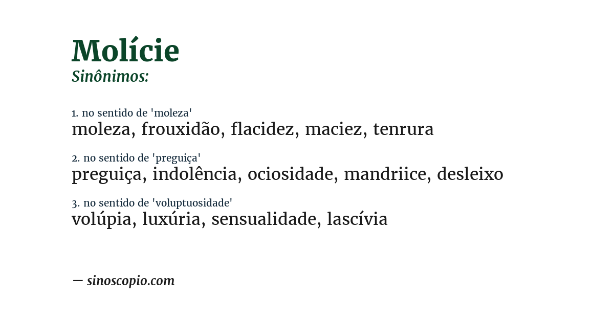 Sinônimo de molície