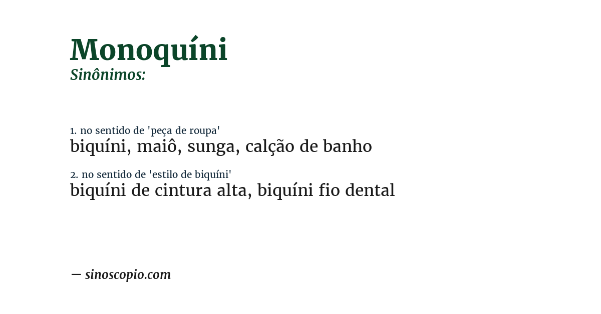 Sinônimo de monoquíni