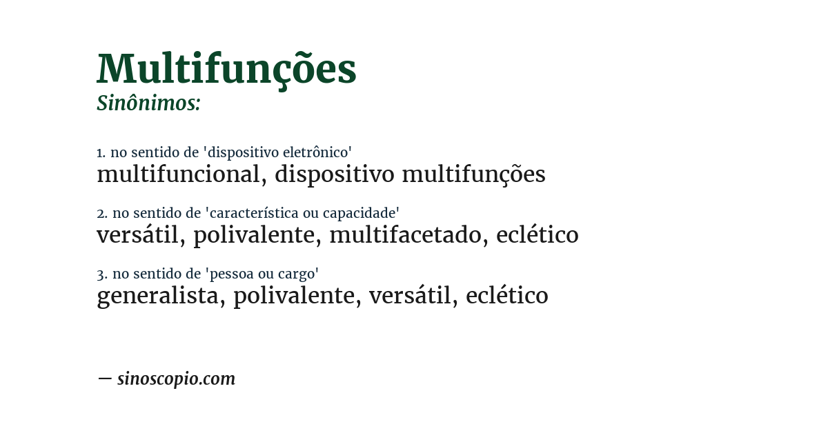 Sinônimo de multifunções