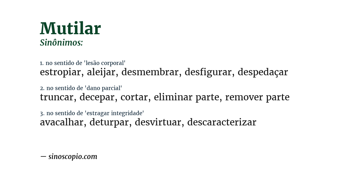 Sinônimo de mutilar