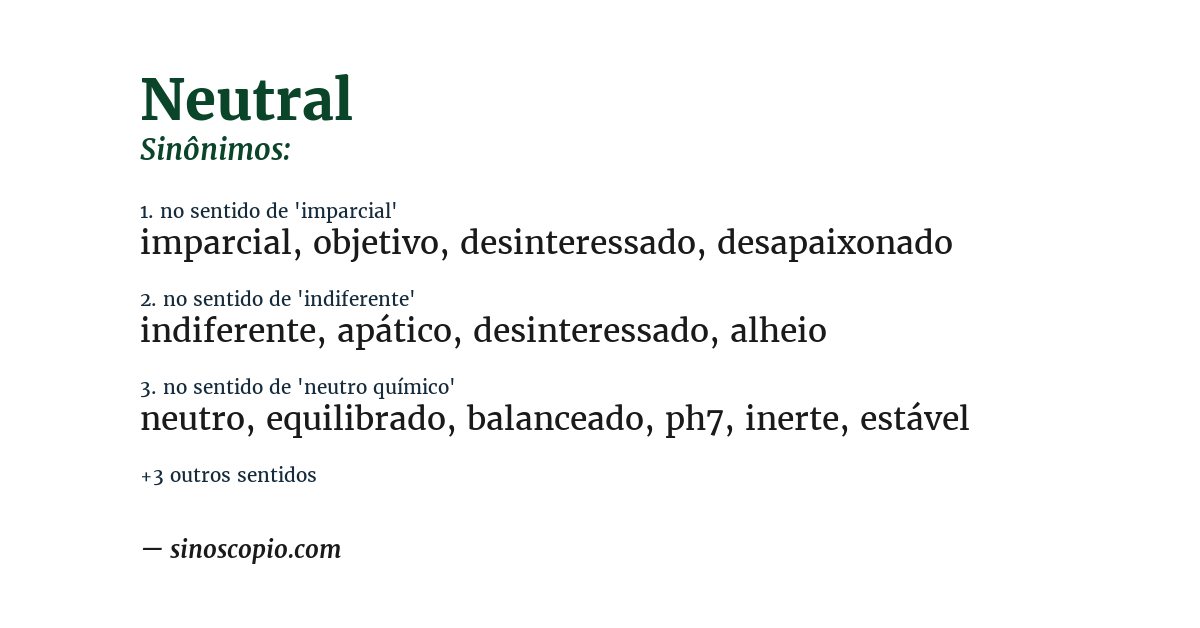 Sinônimo de neutral