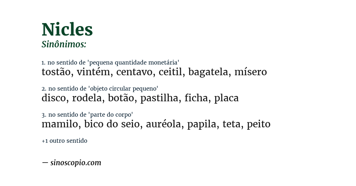 Sinônimo de nicles