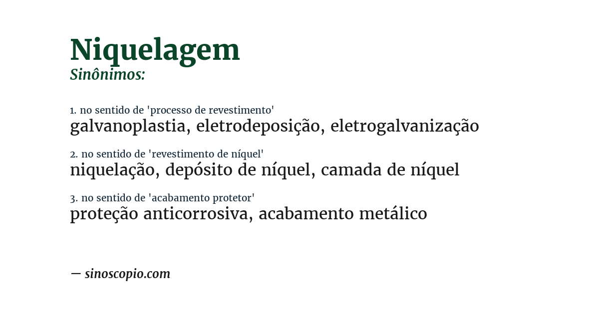 Sinônimo de niquelagem
