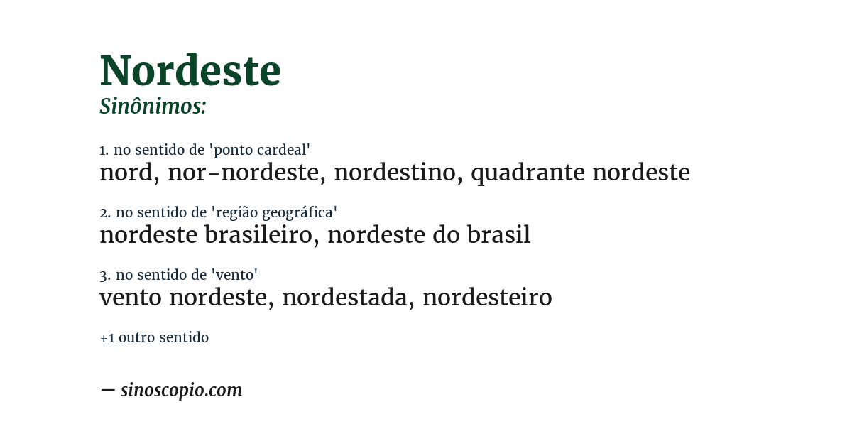 Sinônimo de nordeste