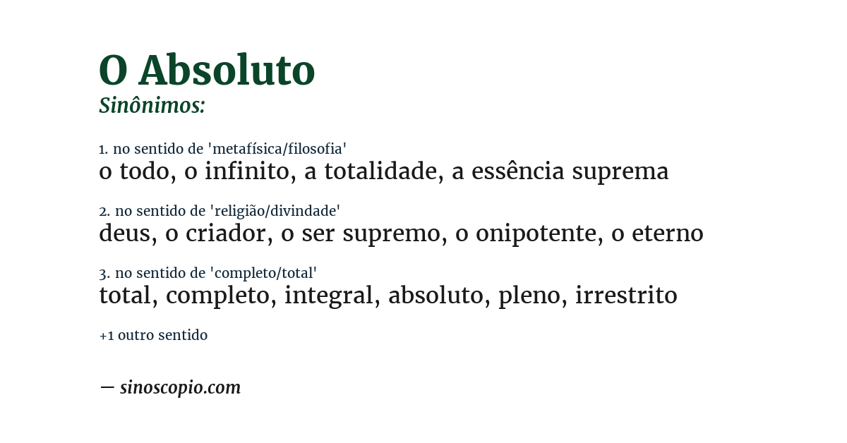 Sinônimo de o absoluto
