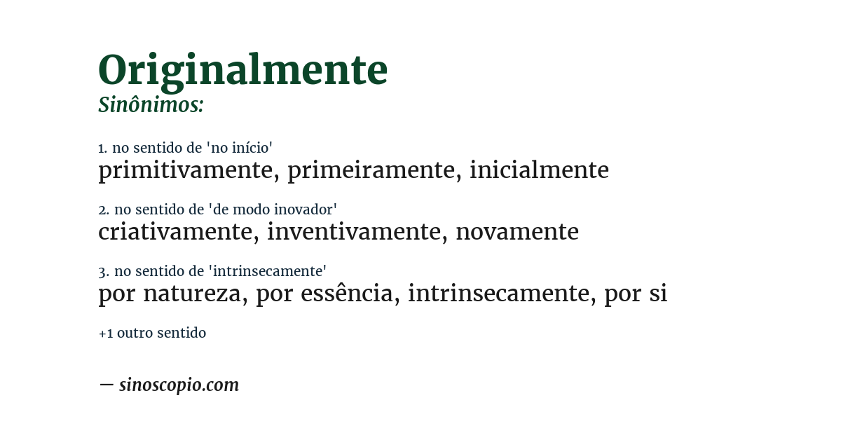 Sinônimo de originalmente