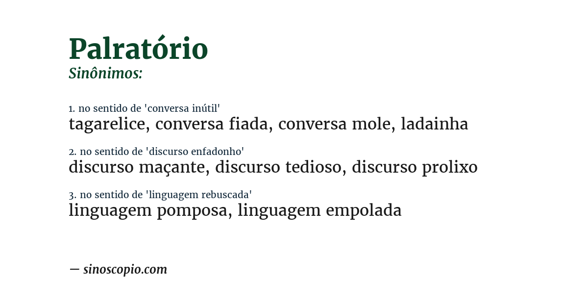 Sinônimo de palratório