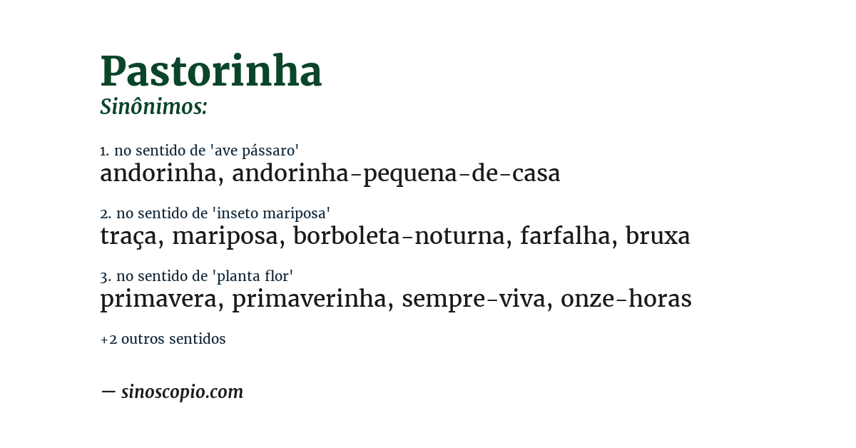 Sinônimo de pastorinha