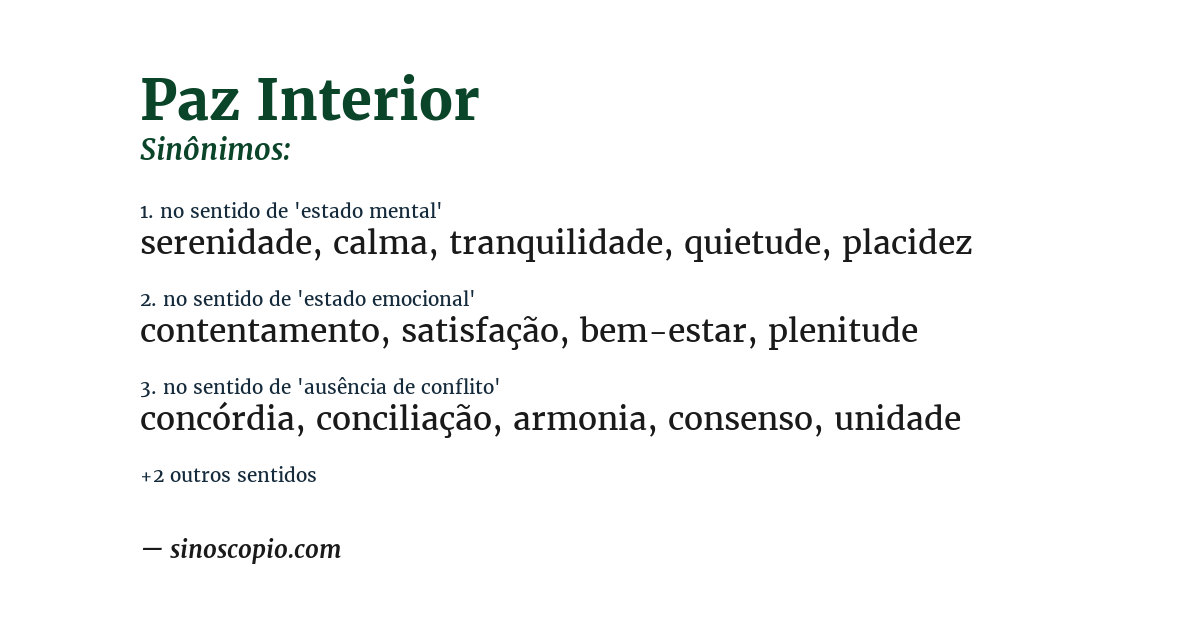 Sinônimo de paz interior
