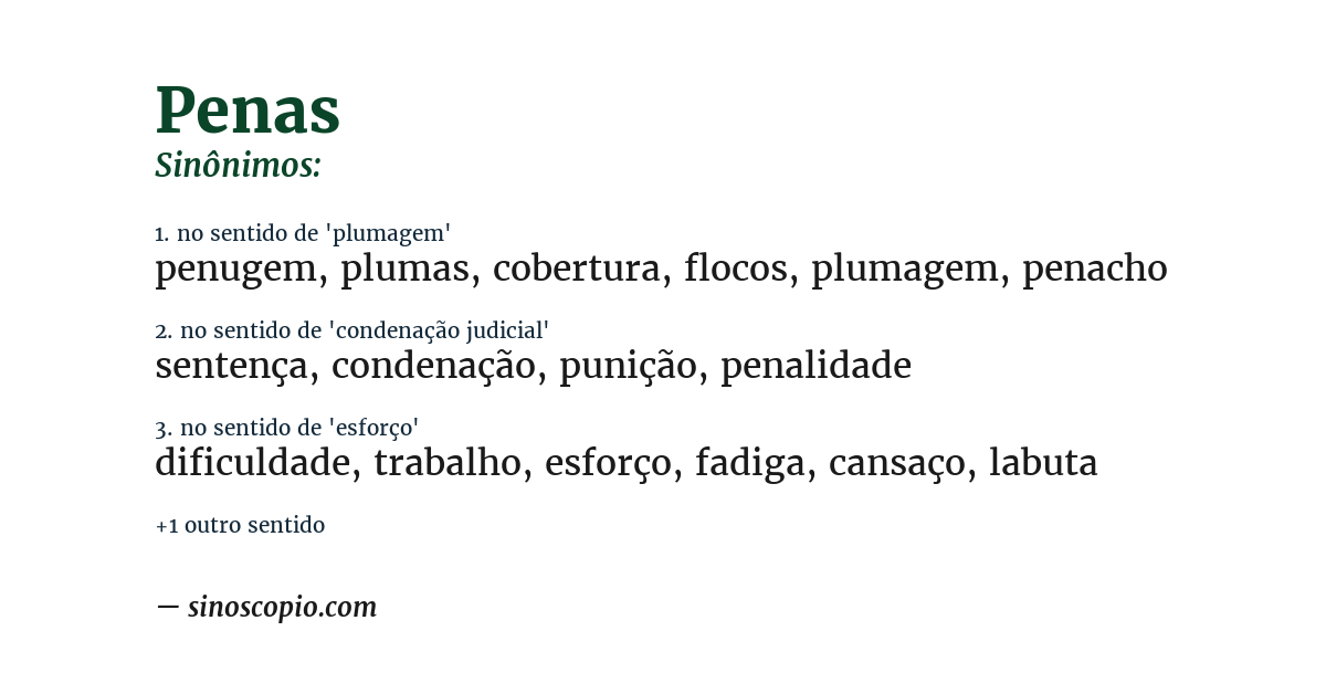 Sinônimo de penas