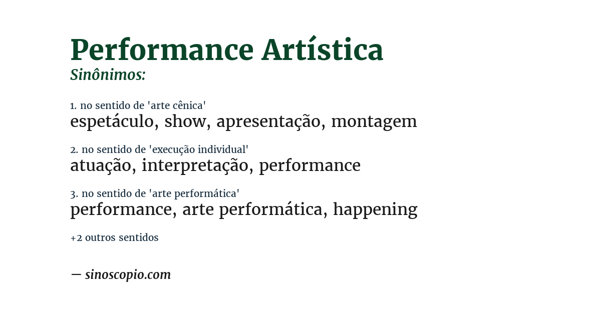 Sinônimo de performance artística