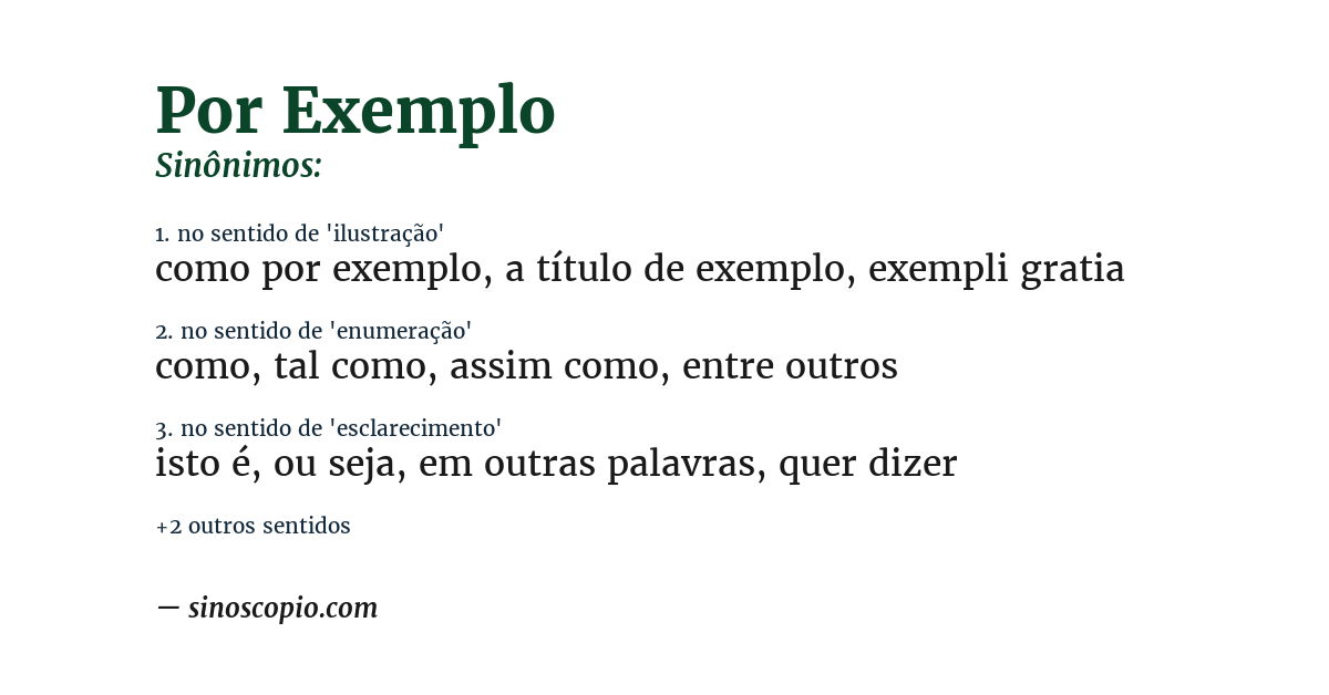 Sinônimo de por exemplo