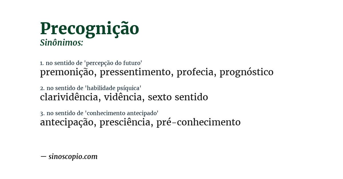 Sinônimo de precognição