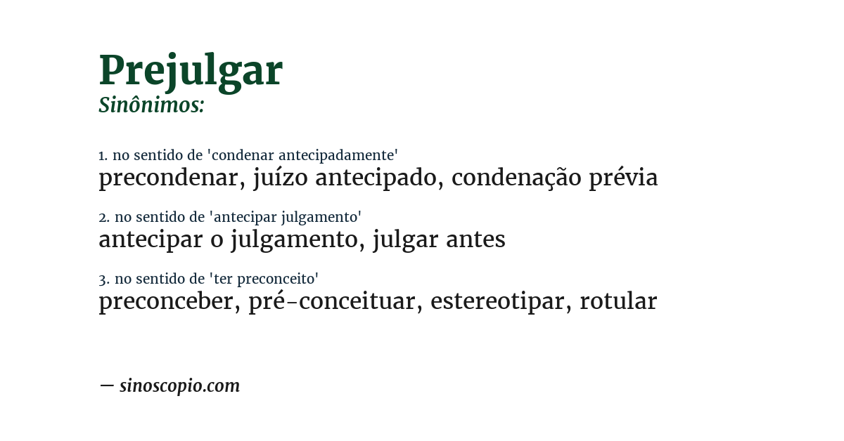 Sinônimo de prejulgar