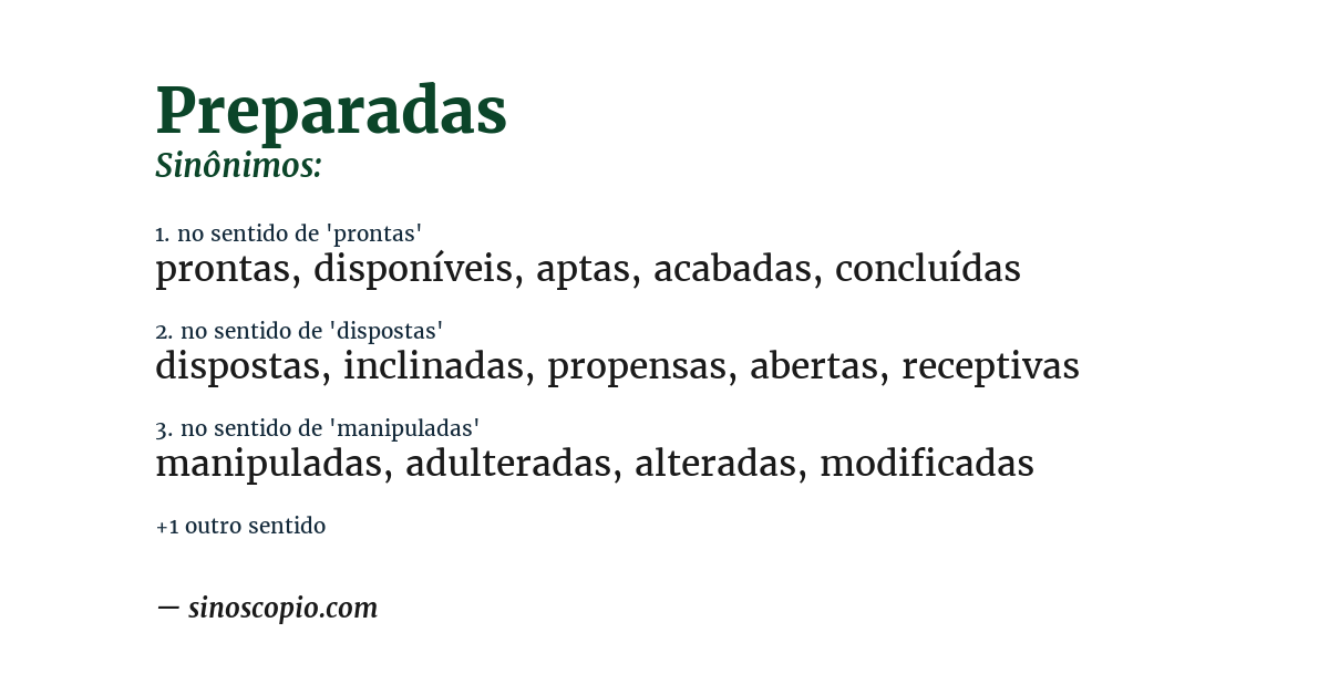 Sinônimo de preparadas