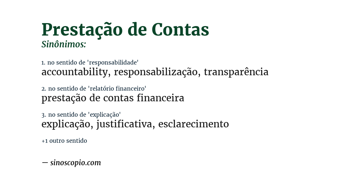 Sinônimo de prestação de contas