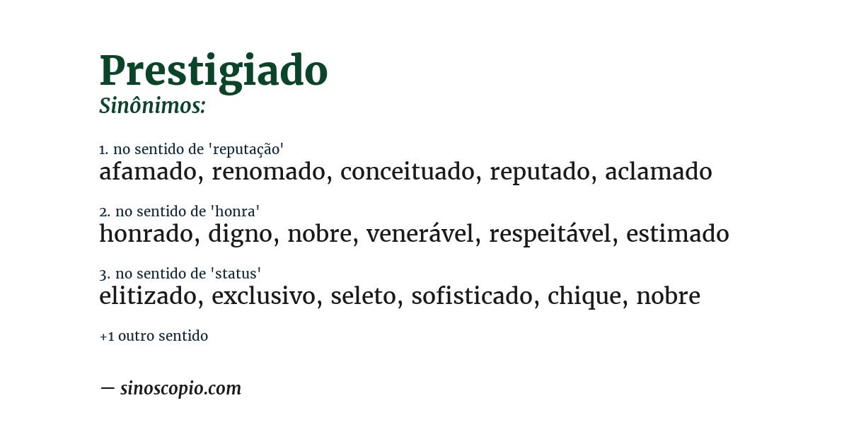 Sinônimo de prestigiado