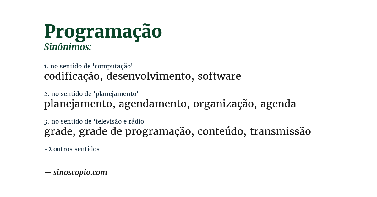 Sinônimo de programação