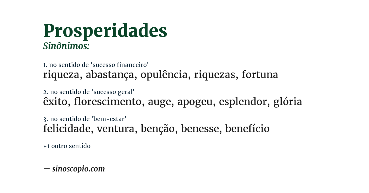 Sinônimo de prosperidades