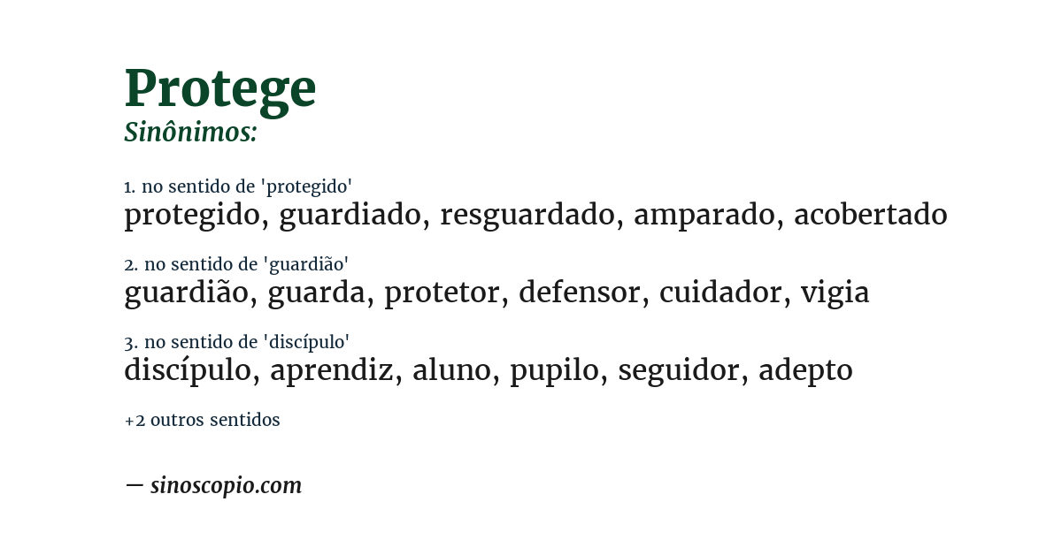 Sinônimo de protege