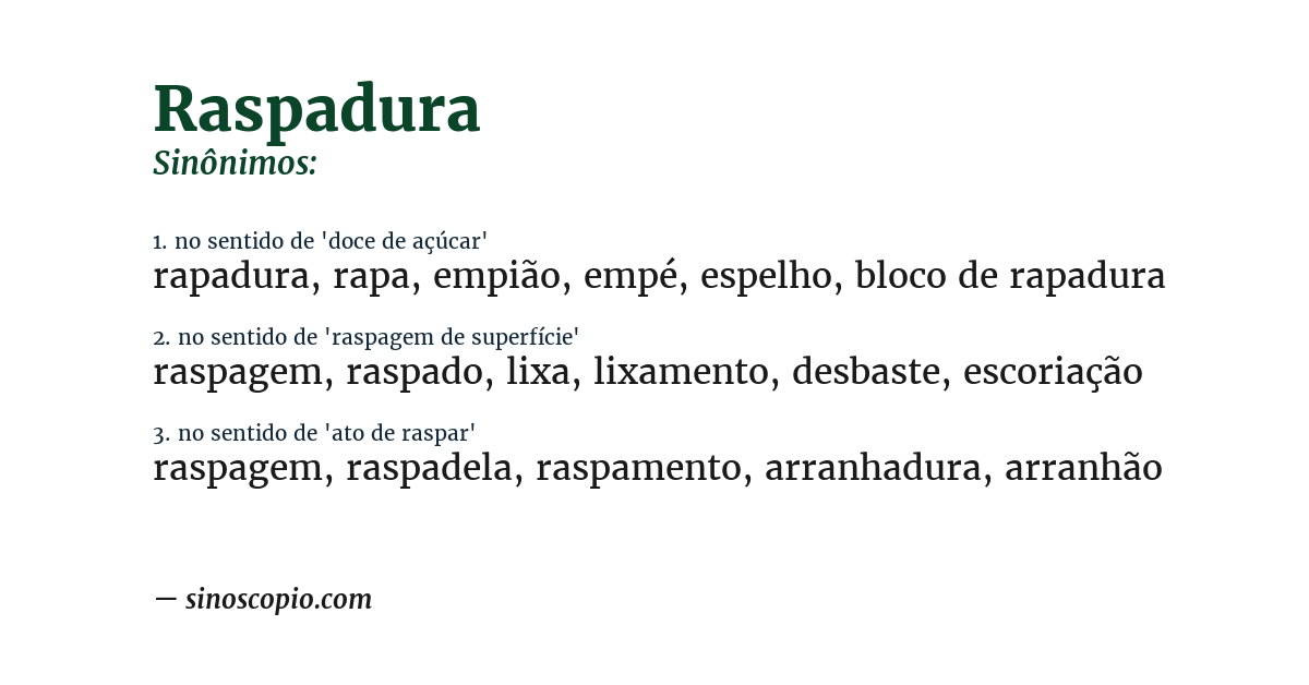 Sinônimo de raspadura