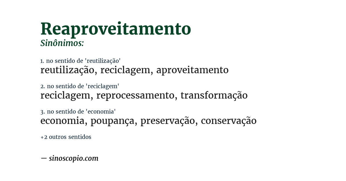 Sinônimo de reaproveitamento