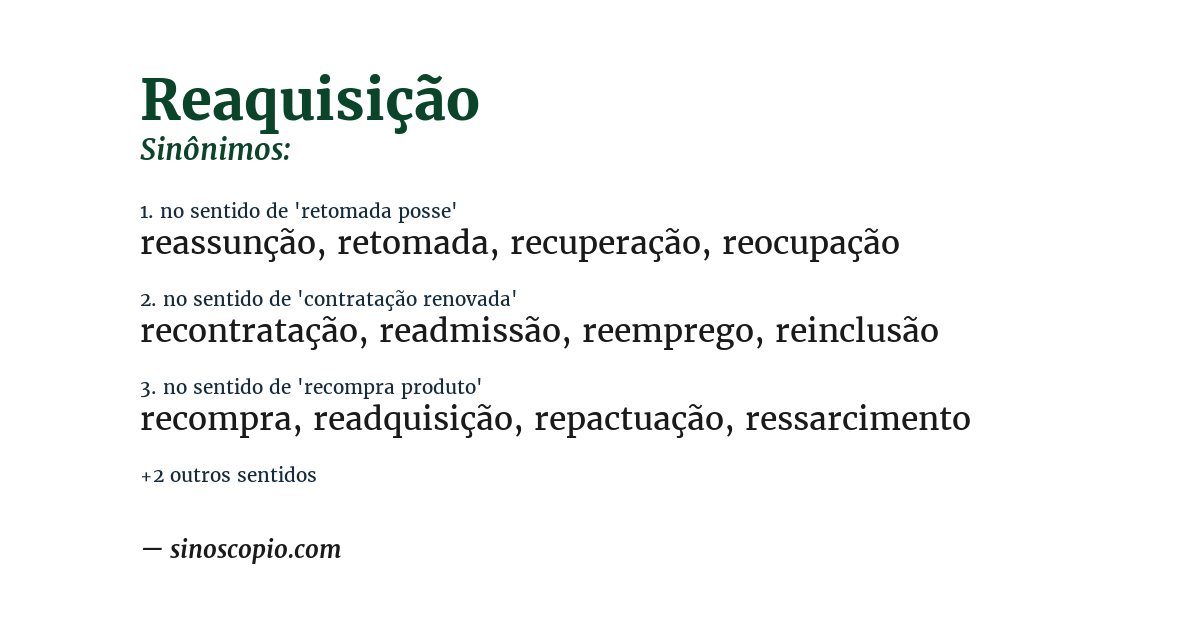 Sinônimo de reaquisição