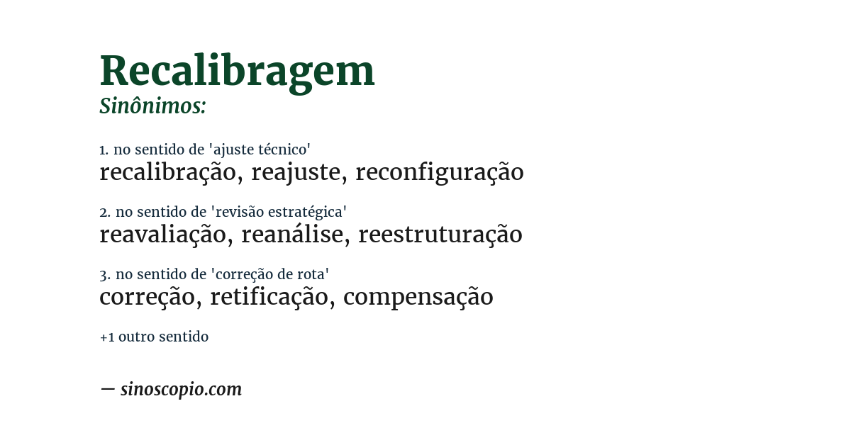 Sinônimo de recalibragem