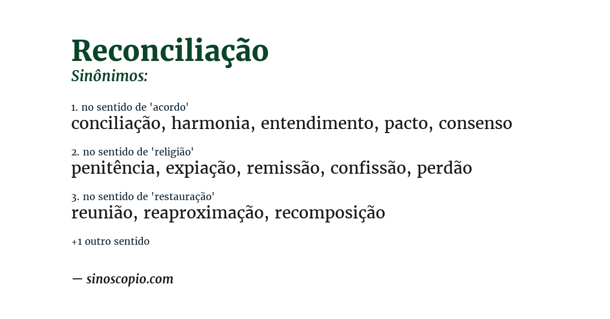 Sinônimo de reconciliação