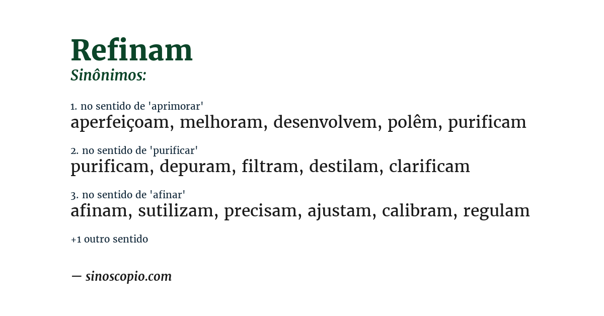 Sinônimo de refinam