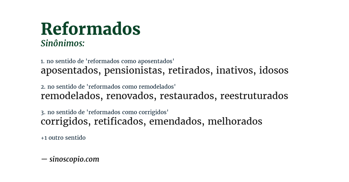 Sinônimo de reformados