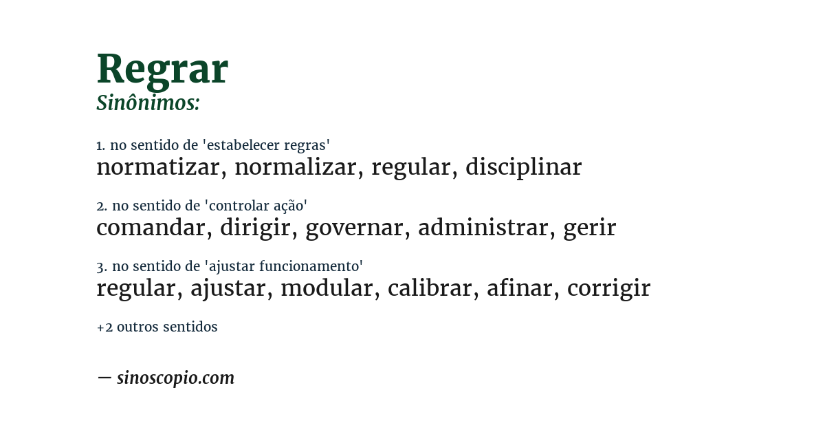 Sinônimo de regrar