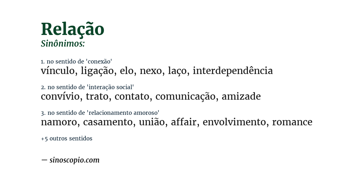 Sinônimo de relação